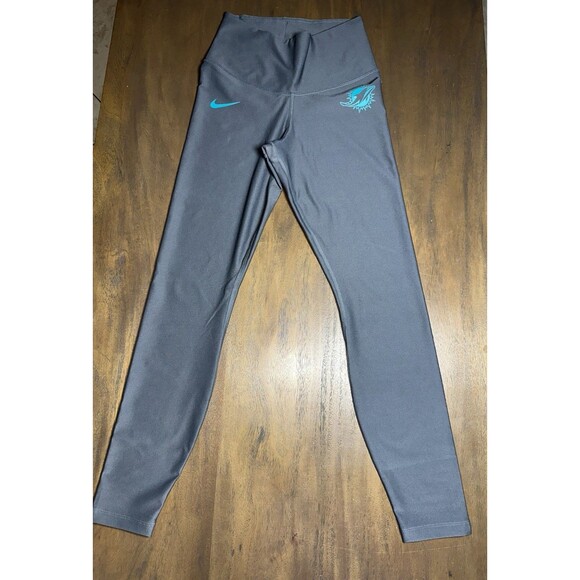 Nike Dri-fit Leggings Miami Dolphins Size S Gray Turquoise NFL Team Apparel - Picture 2 of 11